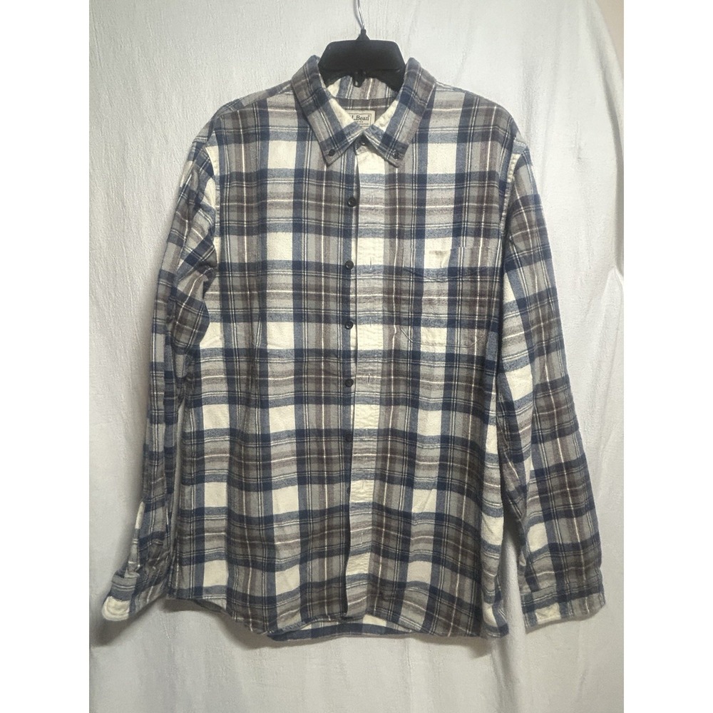 L.L. Bean Men's Long Sleeve Plaid Flannel Shirt Multicolor, Size Large Tall